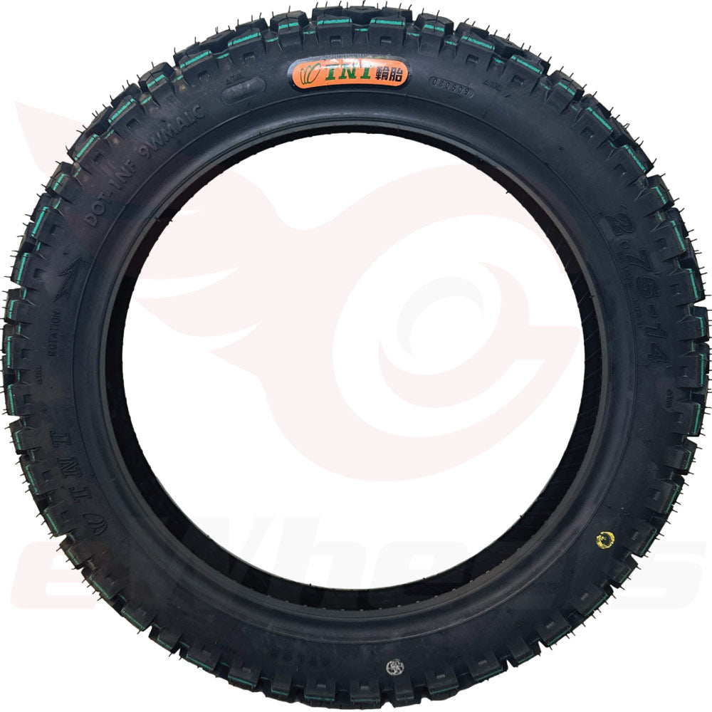 2.75-14 80/90 Tire, TNT J-1218 Knobby Tubeless. Sherman-L