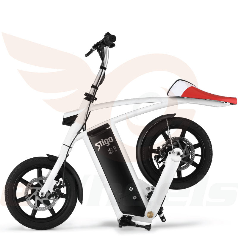 Sitgo B1 White Folding Bike eBike- Side Folded