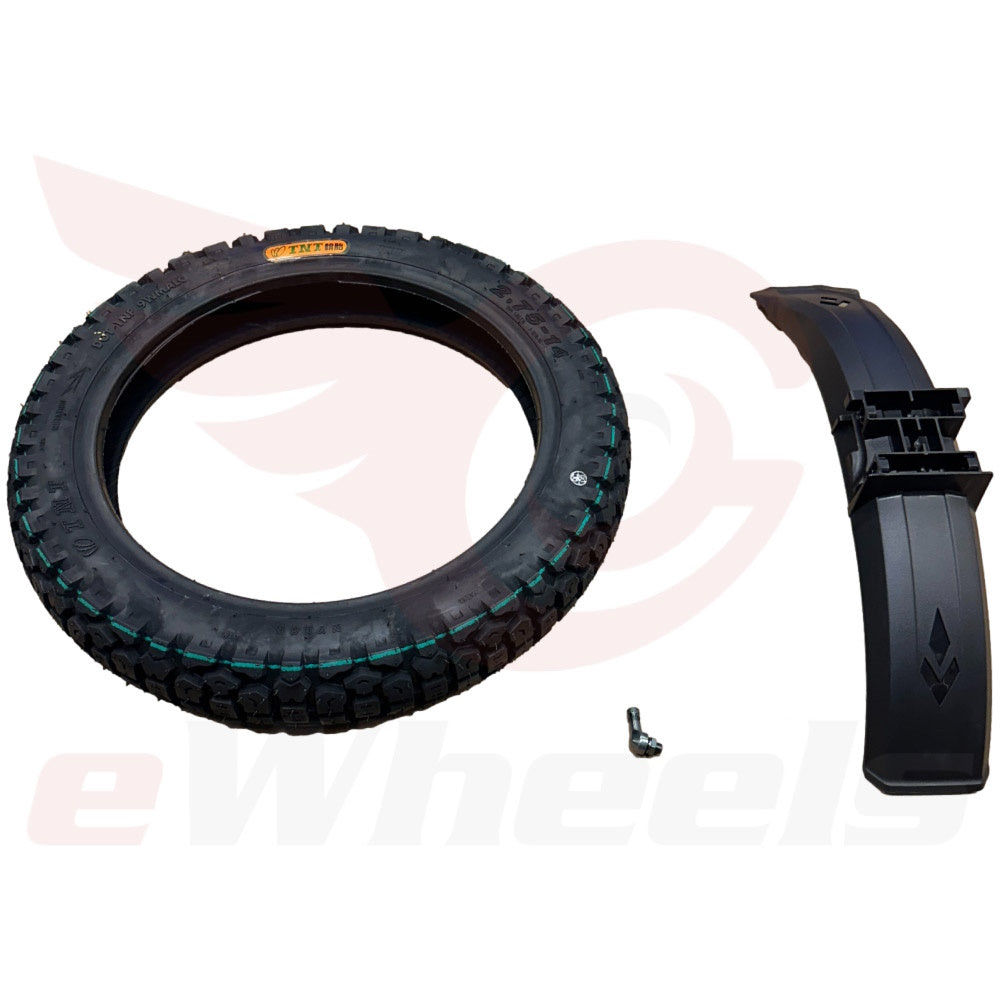 2.75-14 Tire, TNT J-1218 Knobby Upgrade Kit for Lynx. Tire, Fender, Stem