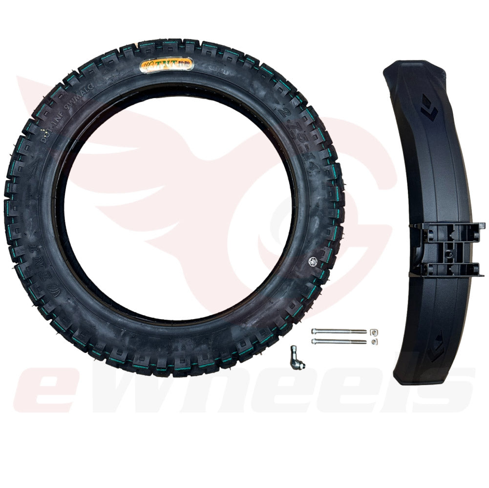 2.75-14 Tire, TNT J-1218 Knobby Upgrade Kit for Lynx. Tire, Fender, Stem (Backorder)