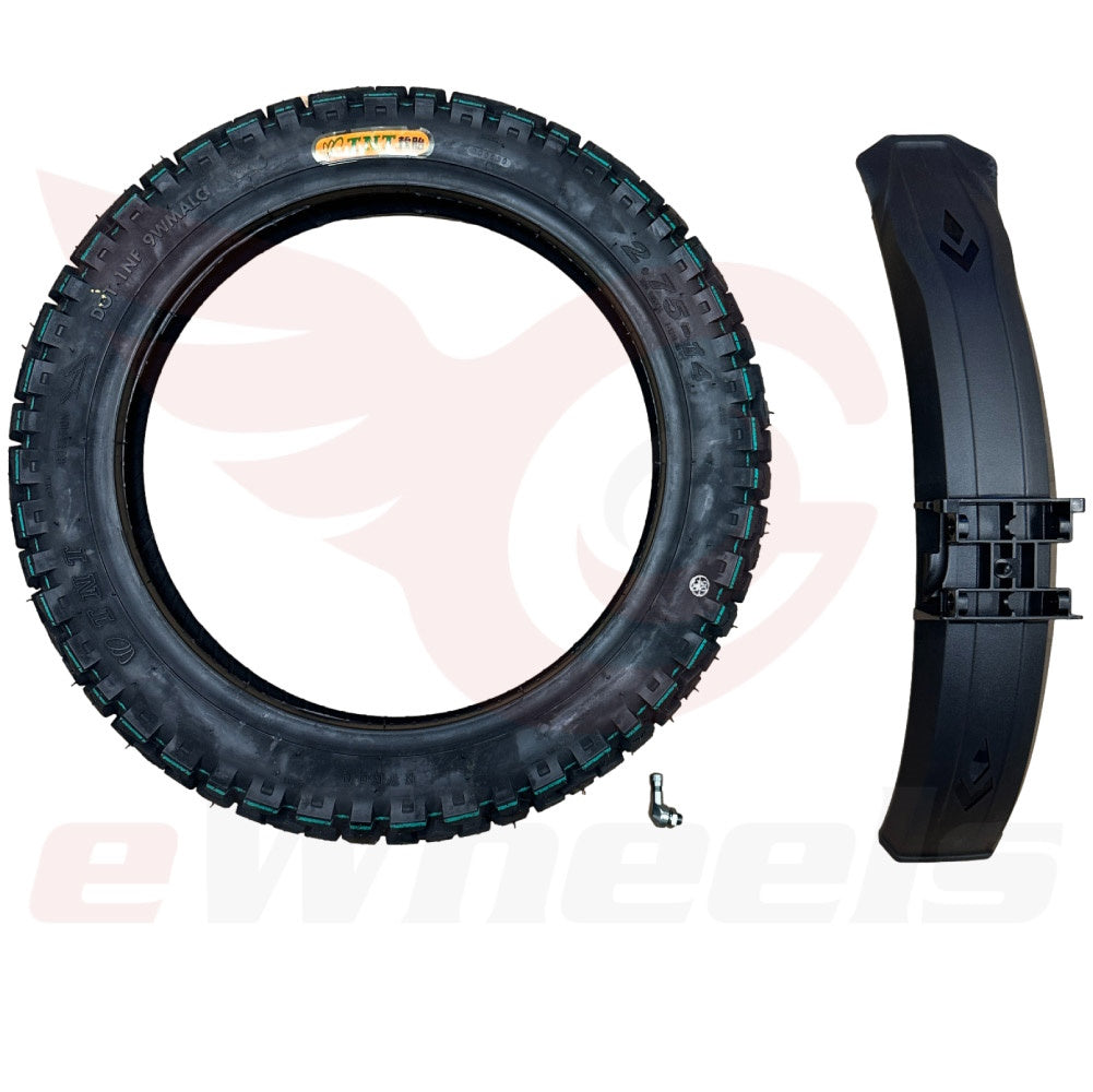 2.75-14 Tire, TNT J-1218 Knobby Upgrade Kit for Lynx. Tire, Fender, Stem