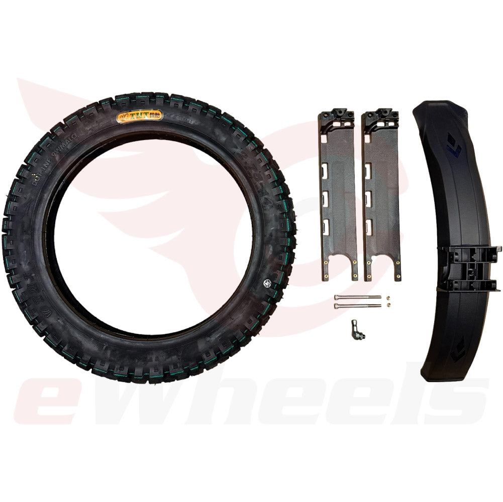 2.75-14 Tire, TNT J-1208 Knobby Upgrade Kit for Sherman-S. Tire, Fender, Wire Guides, Stem